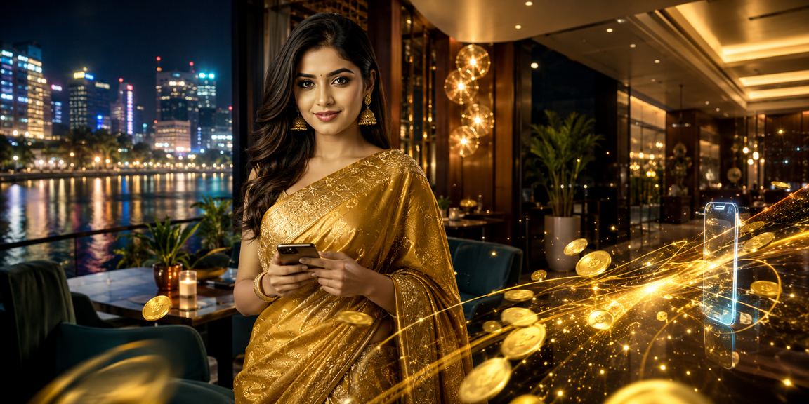 ঢাকায় শাড়ি পরা নারী মোবাইলে ডিপোজিট করছেন